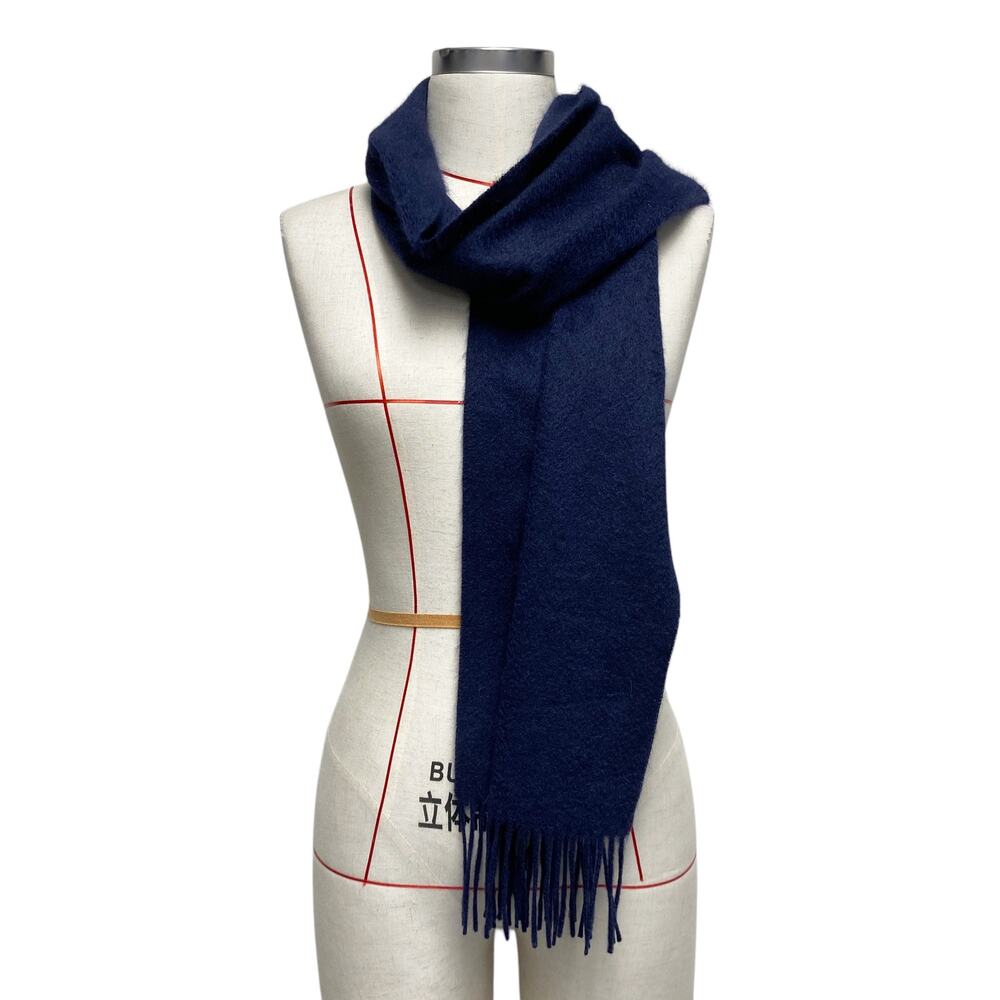 Guy Laroche Homme Blue 100% Cachmere Fringe Scarf